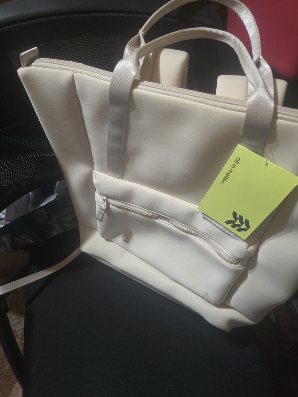 all in motion Cream Convertible Tote Backpack with Front Zip Pocket - Picture 2 of 5